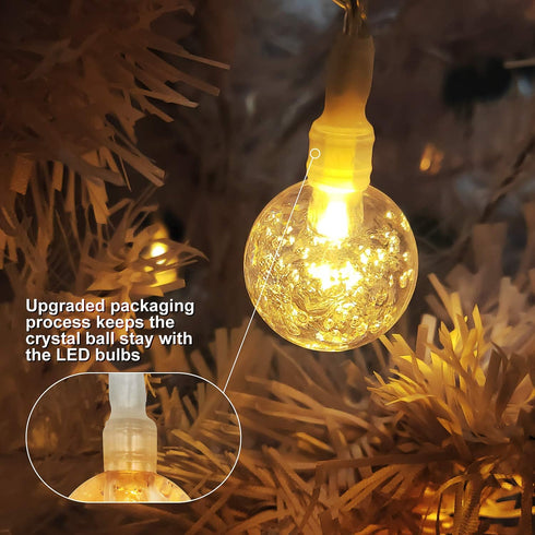16FT 30 8 Battery Operated Globe String Lights Waterproof LED Modes Outdoor String Lights Crystal Ball String Light