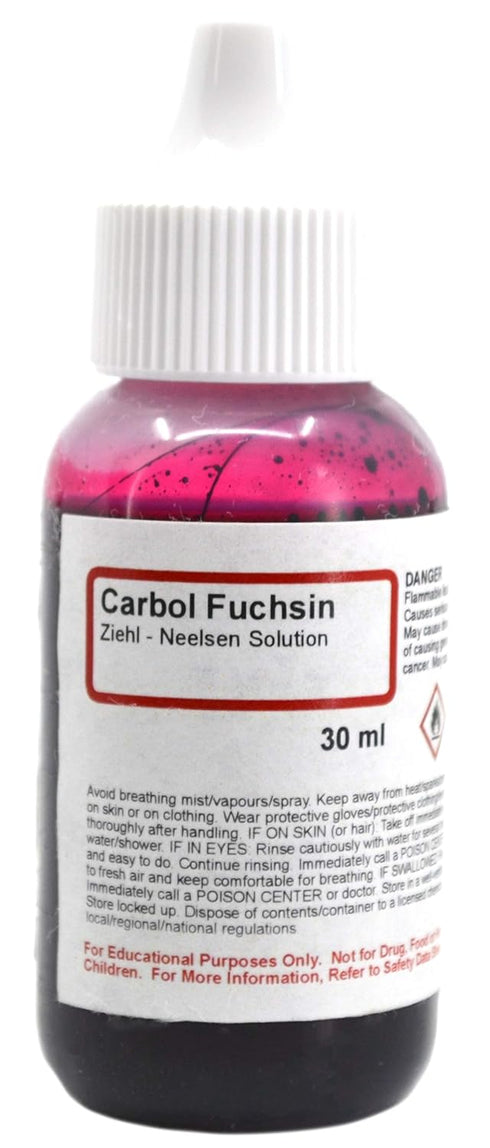Innovating Science Carbol Fuchsin (Ziehl Neelsen) Solution, 1 fl oz (30mL) - Curated Chemical Collection