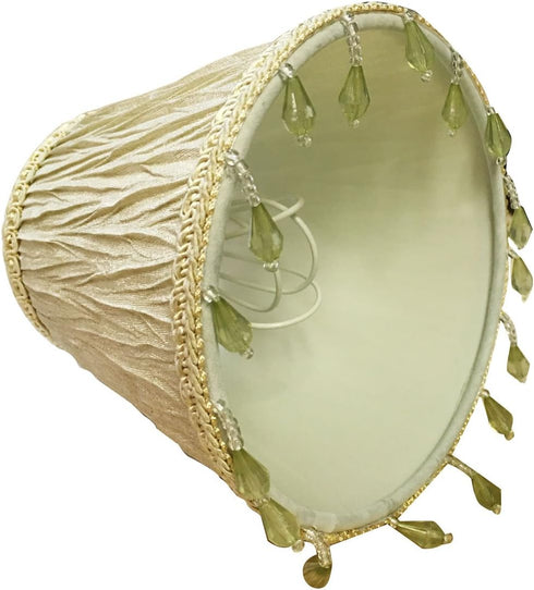 CSO-1035-5BG 3 5 4.5, Royal Designs, Inc. Beaded Ruche Pleat Empire Chandelier Shade with Designer Trim, x x Beige