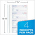 Adams 3-Part, 7-5/8" 10-7/8", 100 Sets 4 (TC1182) Money and Rent Receipt Book, Carbonless, White/Canary/Pink, x Bound