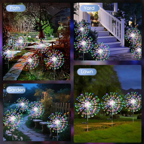 HPUFKOT Garden,2 Pack 200 8 (Colorama-2Pack) Solar Garden Lights Outdoor,Waterproof LED Twinkling Firework Lights