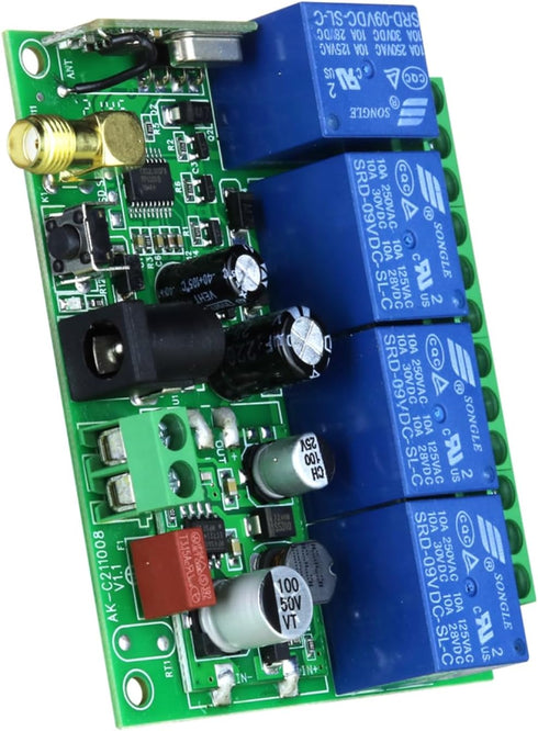 fushionsea 12V 24V 36V 10A 4CH 433Mhz 600ft Remote Control Switch DC Long Range Wireless Relay Switch for Garage Door