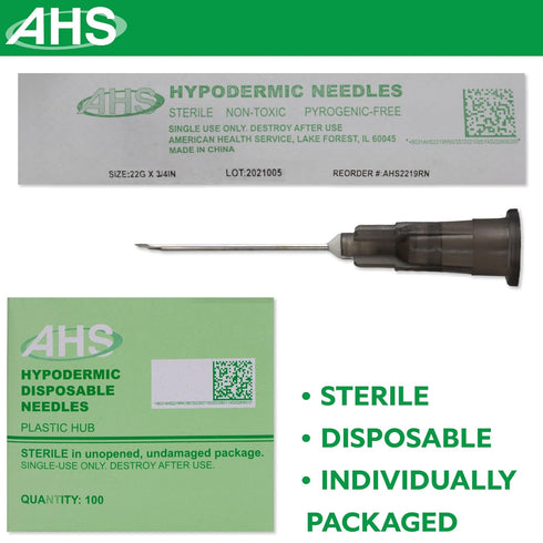 Sterile Disposable Injection Needle with Cap for Animal, Pet, Poultry, and Industrial Dispensing (22G X 3/4)