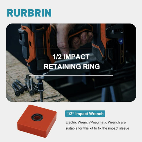 (10 Sets) 1/2" Impact Wrench Retaining Rings with O-Ring, Compatible with Electric/Pneumatic Wrench