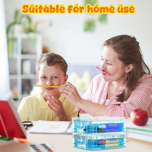Suzile 25 Pcs Stackable Plastic Crayon Boxes with Snap Lids, Crayon Storage Organizer for Art Crafts Classroom