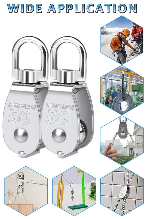 Cable Pulley, Swivel Rope Pulley Block, 304 Stainless Steel Heavy Duty Pulley for Gym Equipment