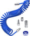 25 Feet Repairable EVA Recoil Air Hose, 1/4" NPT Quick Coupler and I/M Plug Kit, 200PSI Max