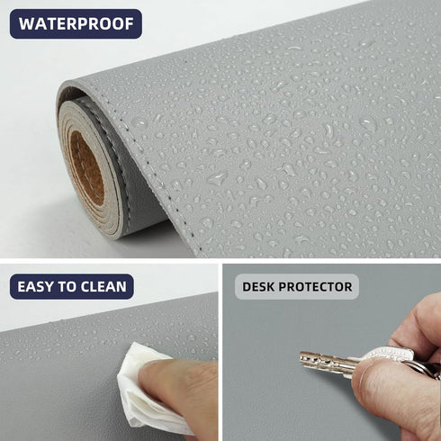 Desk Mat, 35.4" x 17" Leather Desk Pad, Double-Sided Large Mouse Pad, Waterproof Desk Blotter for Office & Home