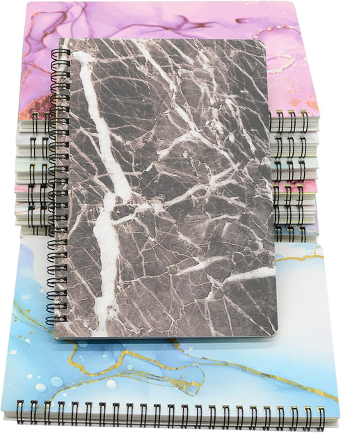 Yansanido Spiral Notebook – 8 Pcs A5 Marble Design, Thick Hardcover, 80 Sheets, 160 Pages, College Ruled Journals