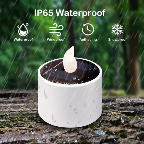 Solar Candle Lights Outdoor Waterproof, 8 Pack Rechargeable Flickering Tea Lights, Solar Powered Reusable LED Candles