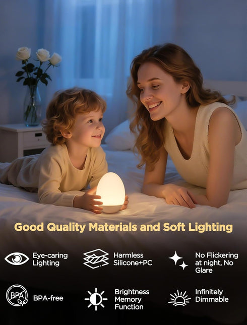 256 Egg Light for Nursery, RGB Baby Night Light, Rechargeable Night Light for Kids, Portable Small Cordless Bedside