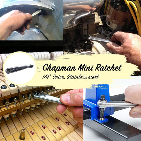 Chapman MFG CM-13 Mini Ratchet, 1/4" Drive, USA Made Stainless Steel with 20 Tooth Gear