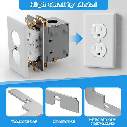 Wall Plate Spacer, Flush Fit Device Leveling Plates for Wall Outlet Repair, 15 Pcs Silver Receptacle Spacers