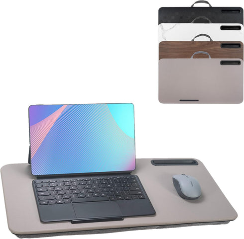 Lap Desk for Laptops up to 16“ with Tablet Slot and Built-in Cushion, Great for Home & Office (Gray, Large)