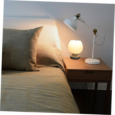 Dimmable Rechargeable Touch Bedside Lamp with Glass and Wood for Bedroom Nightstand Adjustable Brightness Color