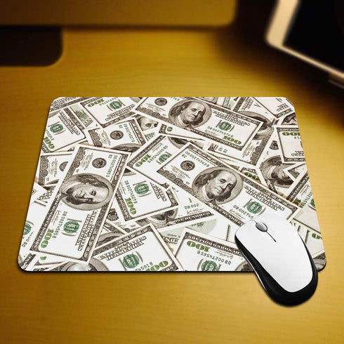 Funny US Dollar Currency Gaming Mouse Pad, Non-Slip Rubber for Computers, Personalized Rectangle 9.5 x 7.9 Inch