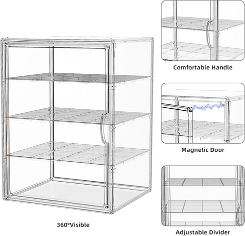 3 Countertop, 10.63''L 10" 14.17" JOYZAN Pastry Display Case, Tier Bread Box for Kitchen Acrylic Bread Container