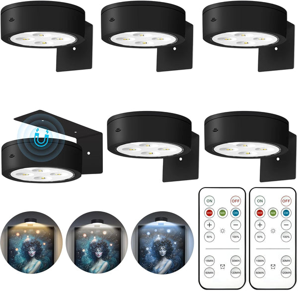 Kandicyar 6Pcs Picture Lights for Wall Battery Operated, Magnetic Led Painting Light with