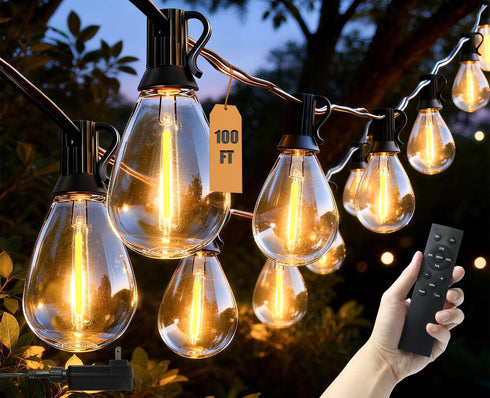 Gyecahz 100FT Outdoor String Lights Waterproof, 36+1 Shatterproof S11 LED Bulbs, Extra Long