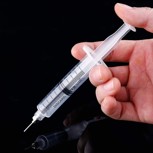 TecUnite 20 Pack Syringe Without Needle, Plastic Curved Syringes for Epoxy Resin and Craft