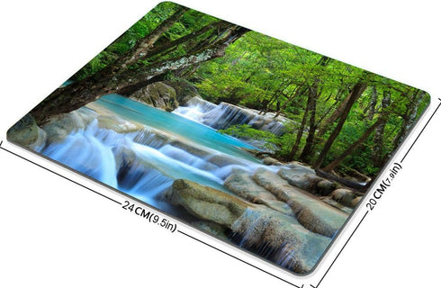 Smooffly Gaming Mouse Pad Custom, Waterfalls Creek Landscape, Non-Slip Thick Rubber, 9.5 x 7.9 Inch