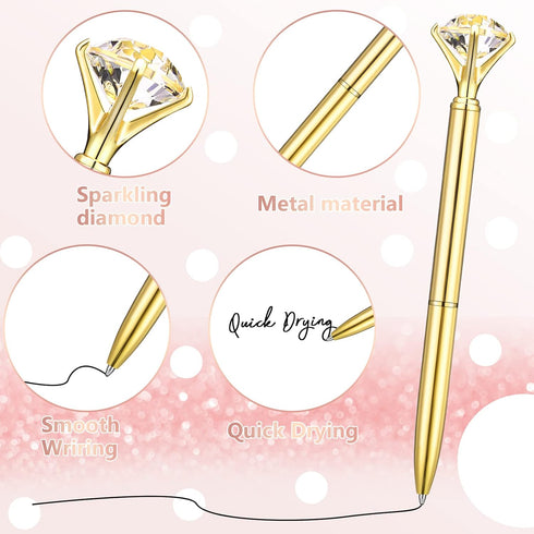 Leinuosen 50 Pieces Bridal Shower Pens - Diamond Ballpoint Pens with Crystal Bling for Women Girls Gifts