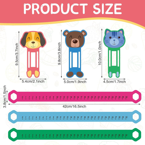 Eersida 24 Pcs PVC Math Number Line 0 to 30 for Students, Animal Positive Integers Slide Rules, 16.5 x 1.5 Inch (Bright