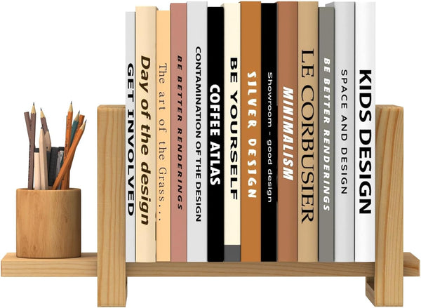 YUELGUANG Adjustable Table Top Bookshelf Wooden Desktop Bookshelf Retro Mini Book Shelf Organizer