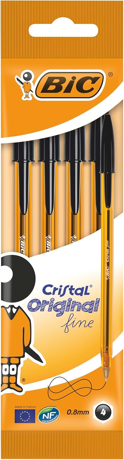 Bic Cristal Fine Ballpoint Pen Pack of 4 black by BIC
