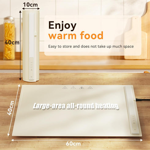 WOVAZUS 3 Settings 10s Electric Warming Tray, Temperature Food Warming Mat, Premium Silicone Nano-Material Warming Mat