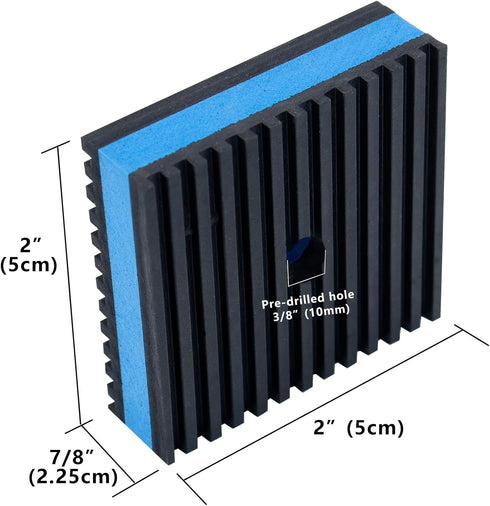 BJADE'S 4 Pack Anti-Vibration Isolation Rubber Pads with 3/8'' Pre-drill hole,2 x 2 x 7/8 inch Mechanical Vibration Damping Pads for HVAC,Air Compressor,Air Conditioner,Washer and Dryer