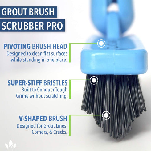 EVERSPROUT Grout Cleaning Brush Scrubber, Stiff V-Shaped Scrub Bristles Built for Corners & Tough Grime, Swivel Scrub