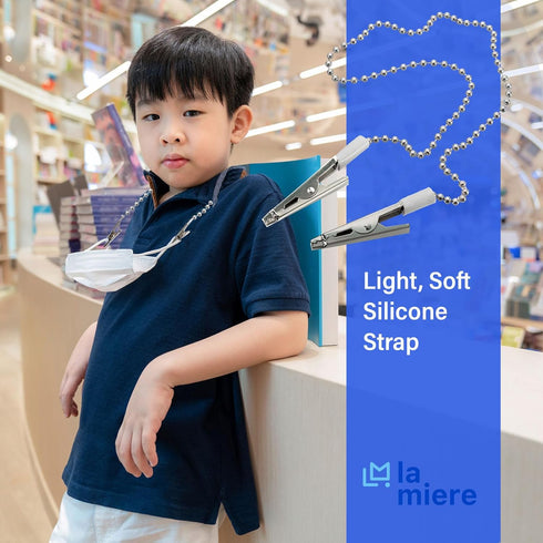 No-Pinch 3 LA MIERE Silicone Dental Bib Holder Clips Autoclavable, Adjustable Dental Bib Chain, Comfortable Fit, Secure
