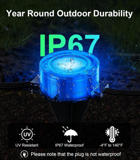 50Ft Permanent Outdoor Ground Lights Smart Color Changing, Pathway Christmas Lights Waterproof, Walkway Lighting