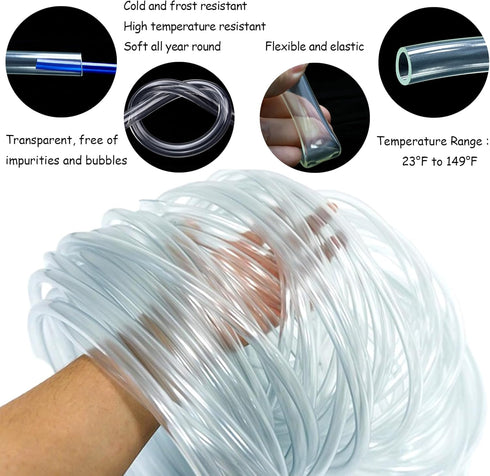 50 Feet PVC- 5/8" ID Clear Vinyl Tubing, Food Grade Multipurpose Tube for Beer Line, Kegerator, Wine Making