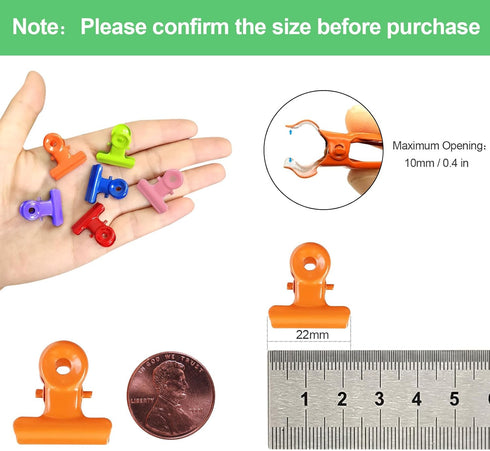 Coideal Colored Bulldog Paper Clips, 30 Pack, 0.87 Inch Small Metal Mini Binder Clips for Office, Home, Kitchen