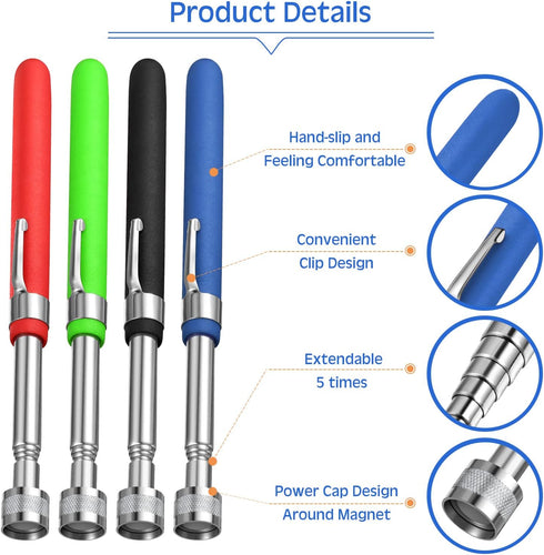 4 Pcs Telescoping Magnet Pickup Tool, Extendable Magnetic Sticks for Practical Gifts for Men