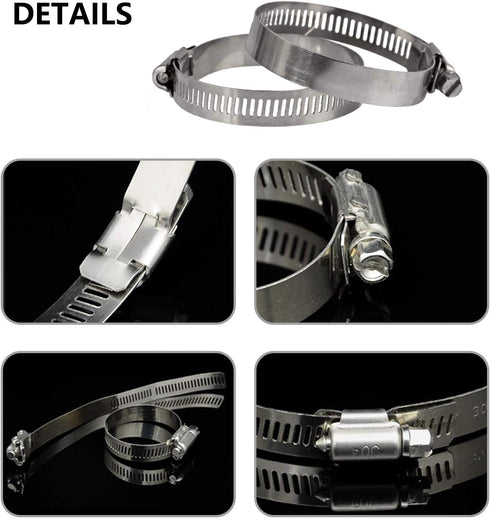 Hose Clamp, 25 Pack Stainless Steel Worm Gear Fuel Line Hose Clamps, 10-16mm (3/8-5/8 inch)