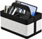 Desk Organizer Caddy with Handle-Portable PU Leather Remote Control Holder-Nightstand Dresser Tote