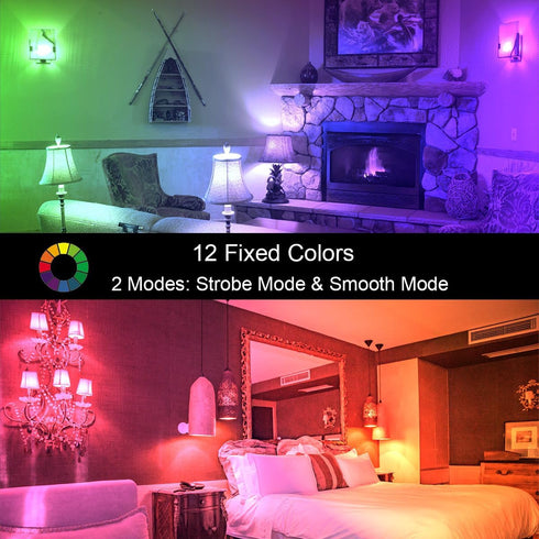 ILC RGB LED Light Bulb, Color Changing Light Bulb, 40W Equivalent, 450LM, 2700K Warm White 5W E26 Screw Base RGBW, Flood Light Bulb- 12 Color Choices - Timing Infrared Remote Control (8 Pack) by ILC