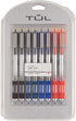 TUL Retractable Gel Pens, Bullet Point, 0.7 mm, Gray Barrel, Assorted Ink Colors, Pack of 8