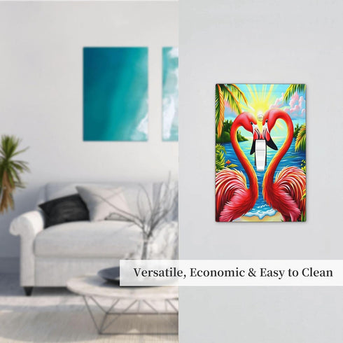 haigof 1 3 5 Inch Romantic Flamingo Light Switch Cover Wall Plate Gang Single Plates Print Faceplate Home Decor X