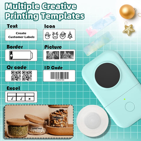 Phomemo D30 Label Maker Machine with Tape, Bluetooth Thermal Mini Label Printer for Organizing Storage, Green