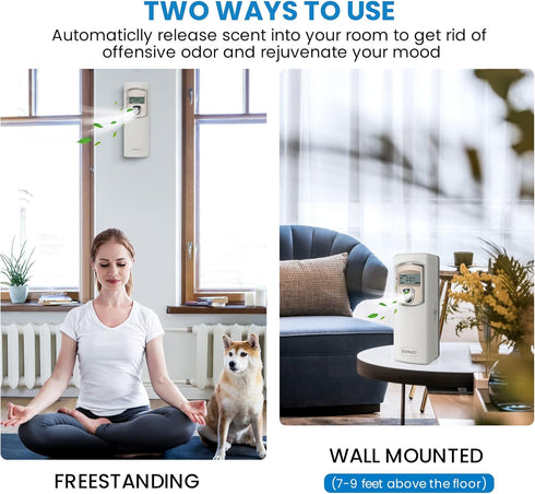 SVAVO Automatic LCD Fragrance Dispenser, Wall Mount/Free Standing, Programmable Aerosol Spray, Grey