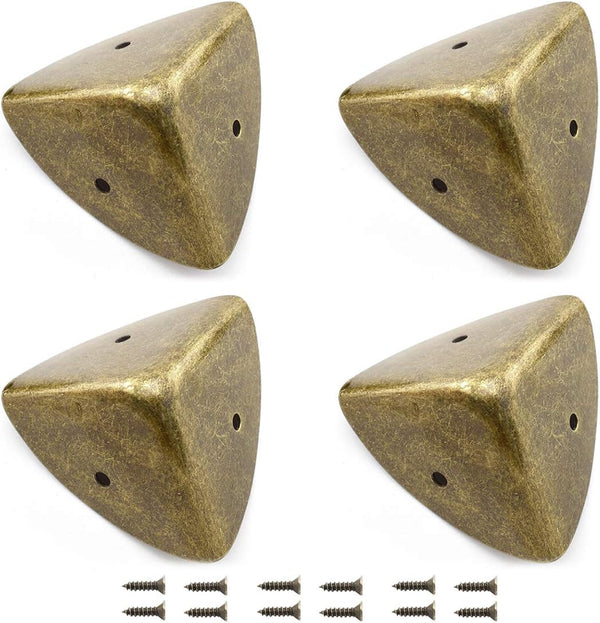 SDTC Tech 4-Pack Zinc Alloy Triangle Corner Protectors 1.58" (40mm) Metal Decorative