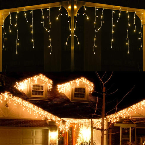 YASENN 100LED 9.9Ft Icicle String Lights, 8 Lighting Modes with Timer, Connectable Fairy Plug-in for Christmas