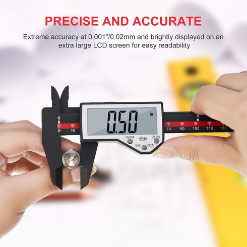 Digital Caliper, 0-6" Electronic Caliper with Auto-Off Feature, Large LCD Screen Vernier Caliper for Length, Depth,