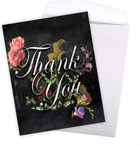The Best Card Company Beautiful Thank You Card (8.5 x 11 Inch) - Floral Gratitude Stationery Notecard with Envelope
