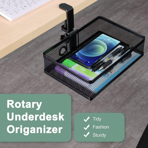ROSYLINE Drawer Under Desk Storage Organizer, Clamp on Hanging Desk Storage, Black