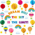 Funrous 82 Pcs Colorful 3D Hot Air Balloon Bulletin Board Set, Honeycomb Cloud Rainbow Cutouts for Preschool Classroom